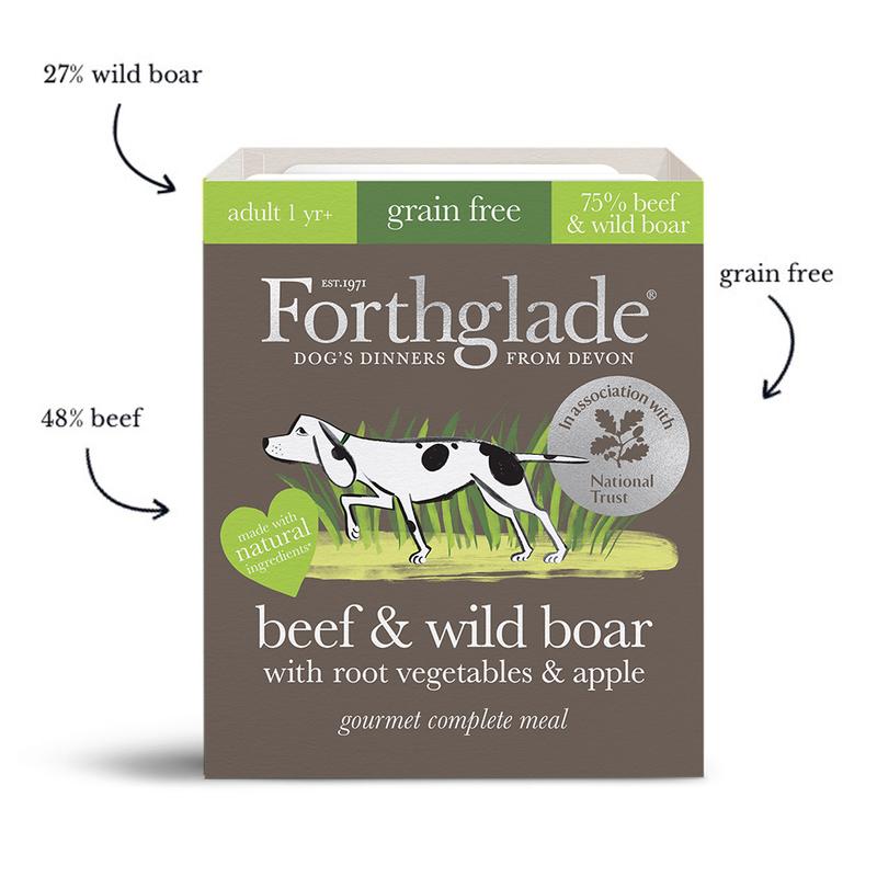 Forthglade Gourmet Grain Free Beef & Wild Boar with Root Veg & Apple 7x395g