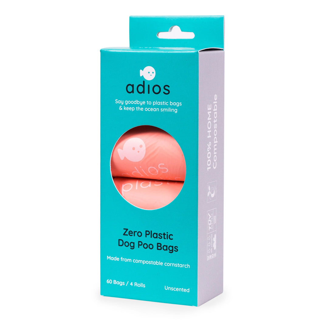 Adios Plastic Dog Poo Bags Pink 60 Pack