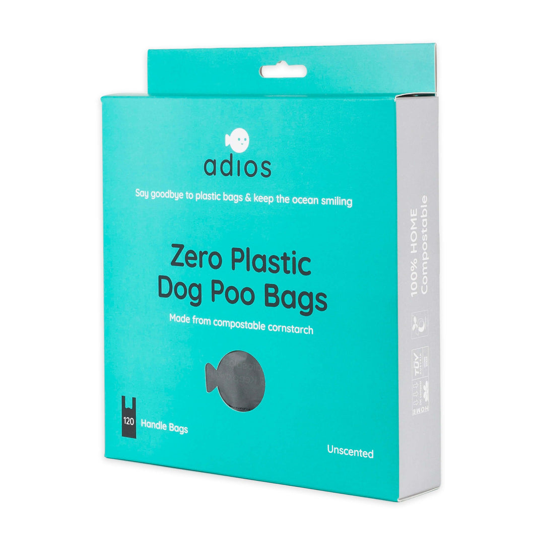 Adios Plastic Dog Poo Handle Bags Grey 120 Pack