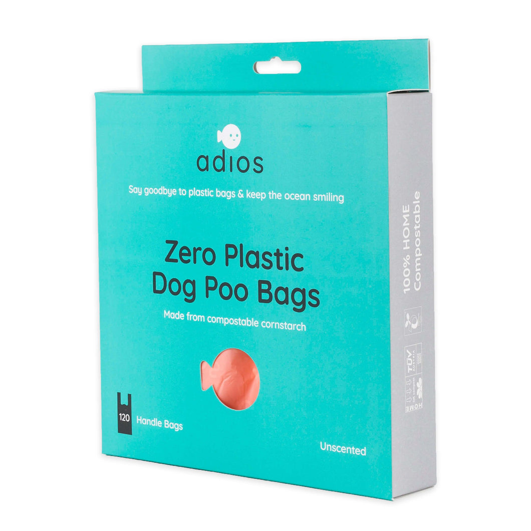 Adios Plastic Dog Poo Handle Bags Pink 120 Pack