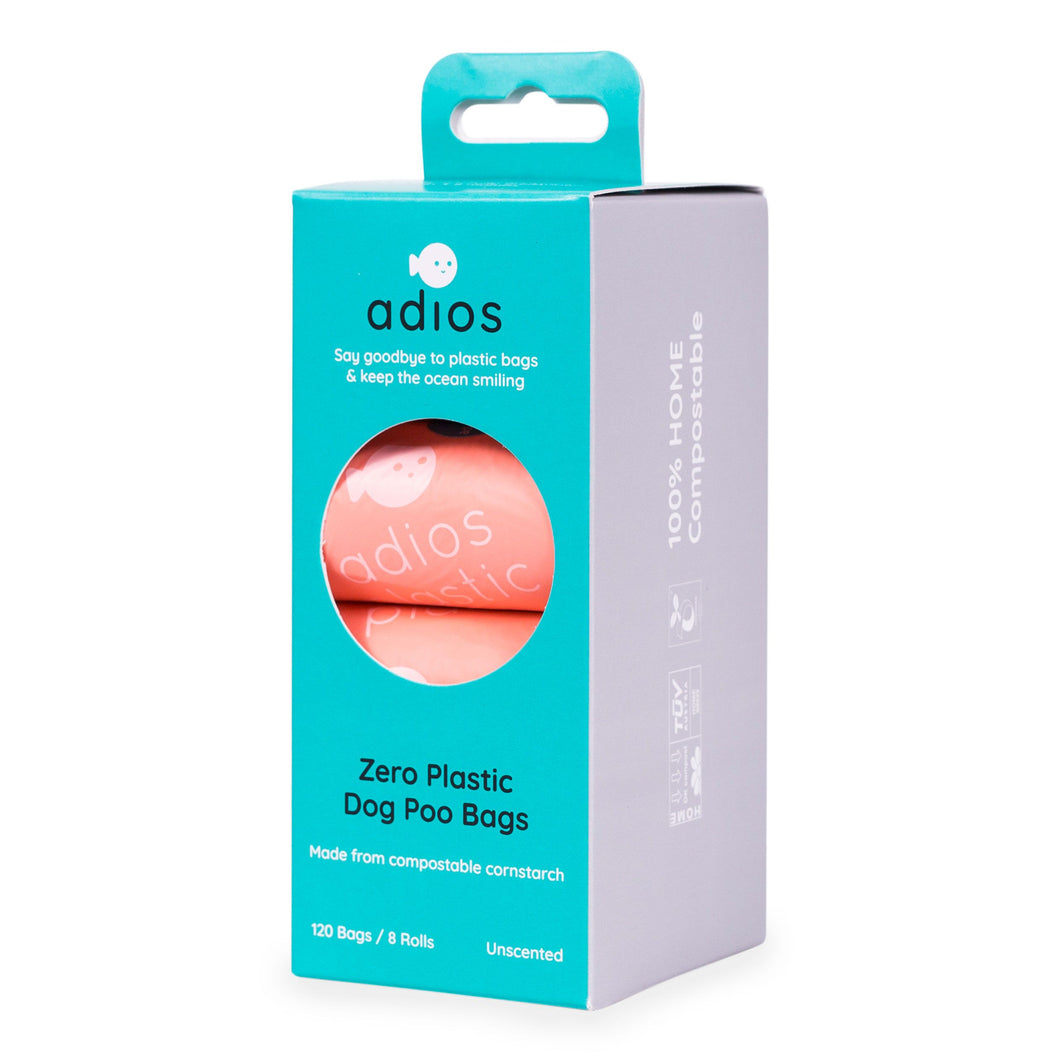 Adios Plastic Dog Poo Bags Pink 120 Pack